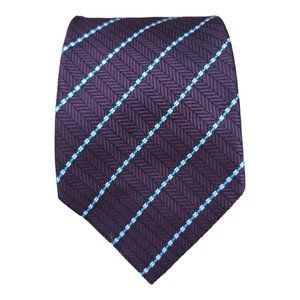 ERMENEGILDO ZEGNA BLACK TAG Current Bordeaux Striped Silk Tie ITALY 59"/ 3.2" EC